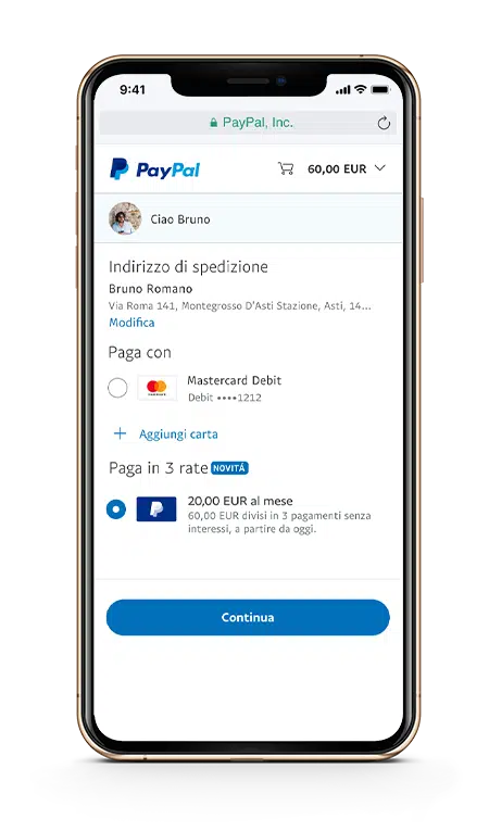 3 rate con PayPal 3 rate con PayPal