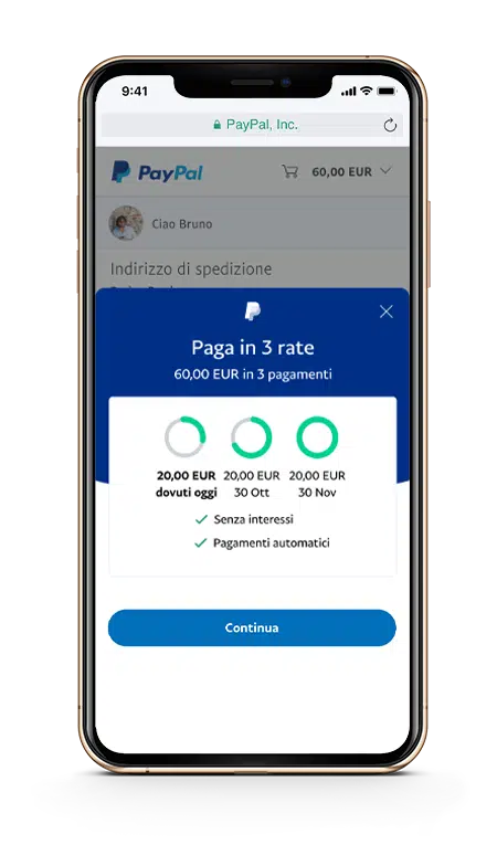 3 rate con PayPal 3 rate con PayPal