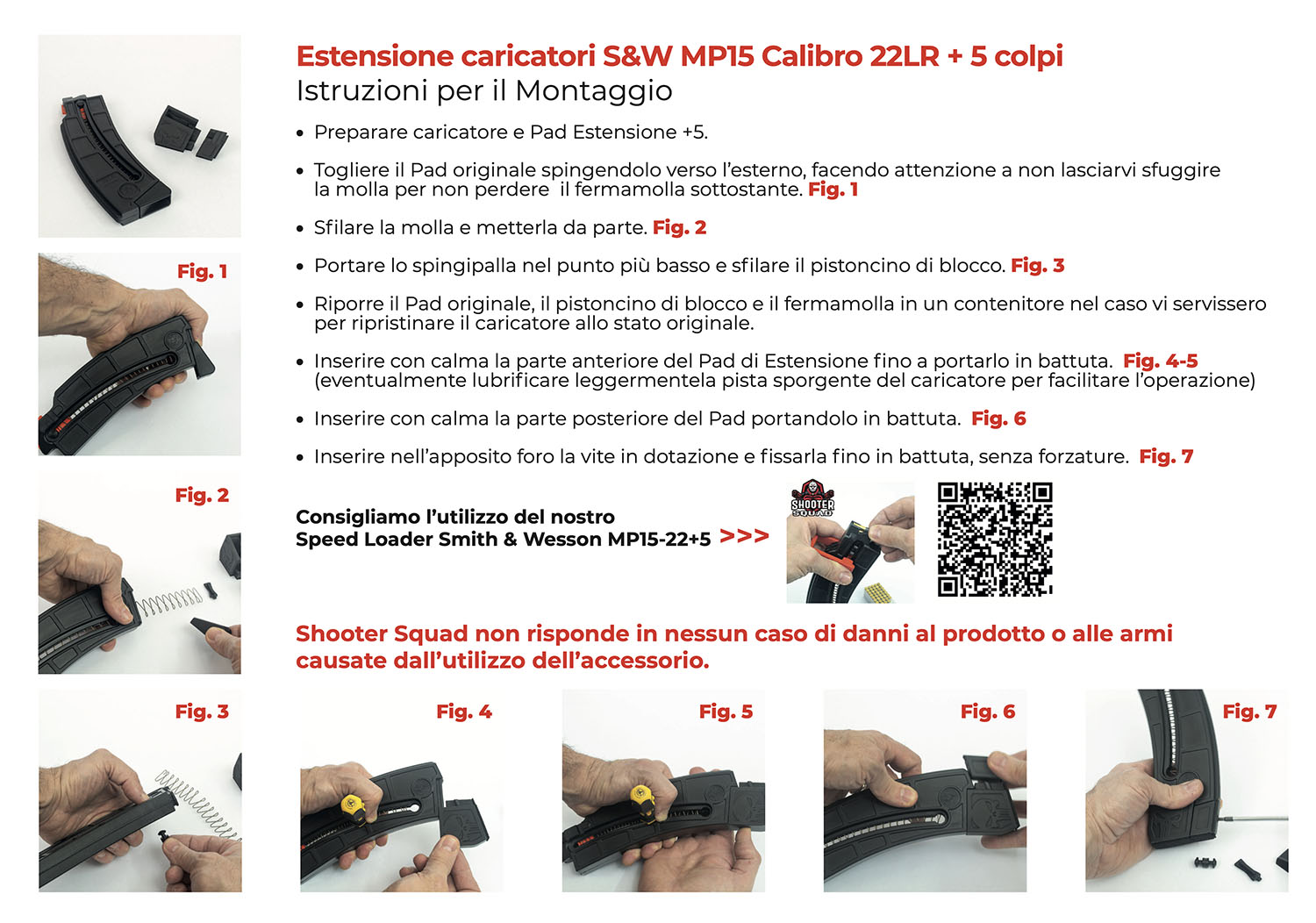 S&W 15-22 +5 Squad Estensione caricatore 1 Istruzioni MP15-22LR